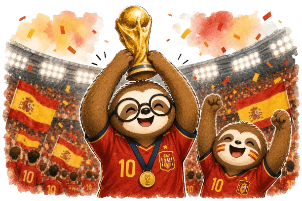 Illustration celebrating Spain winning the FIFA World Cup 2026